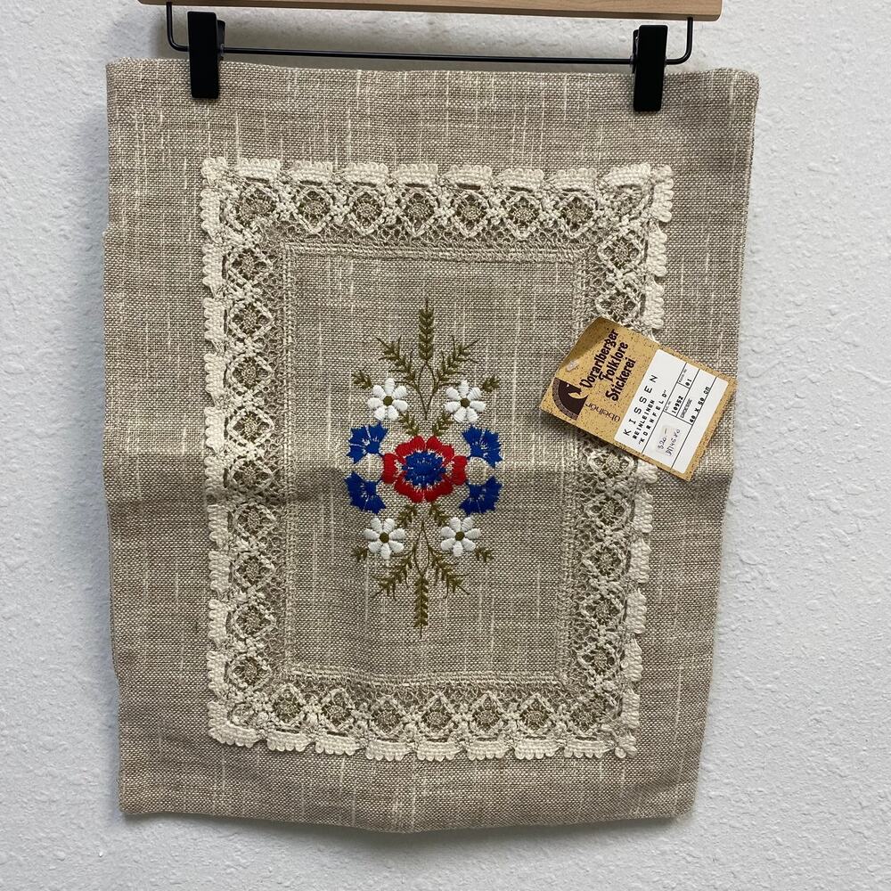 Linen Embroidered Folklore Swedish Nordic Design Pillowcase 15.5 x 19.5 NWT